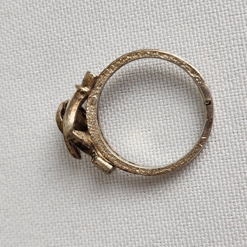 Vintage Silver His And Hers Holding Hands Ring - Picture 6 of 9